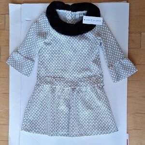 Janie and Jack Monochrome Dress with Faux Fur Collar